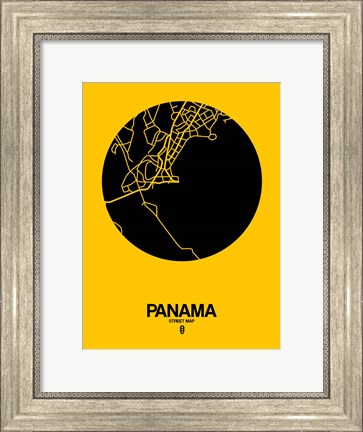 Framed Panama Street Map Yellow Print
