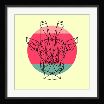 Framed Giraffe and Sunset Print