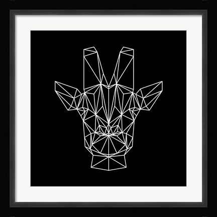 Framed Giraffe on Black Print