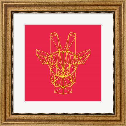 Framed Giraffe on Red Print