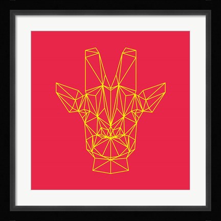 Framed Giraffe on Red Print