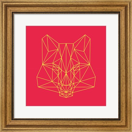 Framed Fox on Red Print