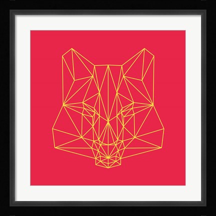 Framed Fox on Red Print