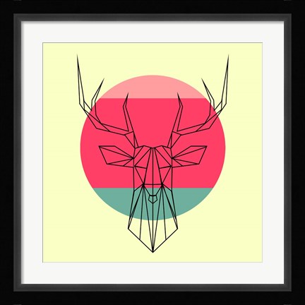 Framed Deer and Sunset Print