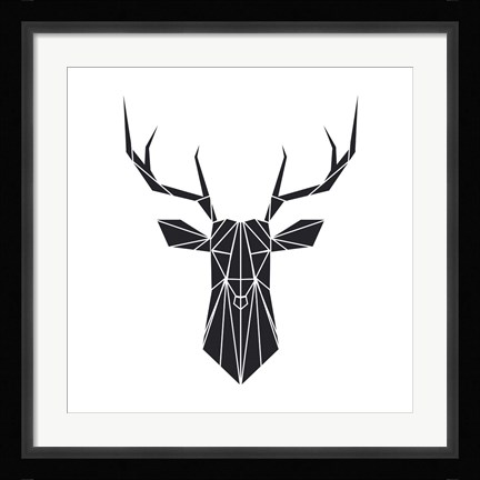 Framed Black Polygon Deer Print