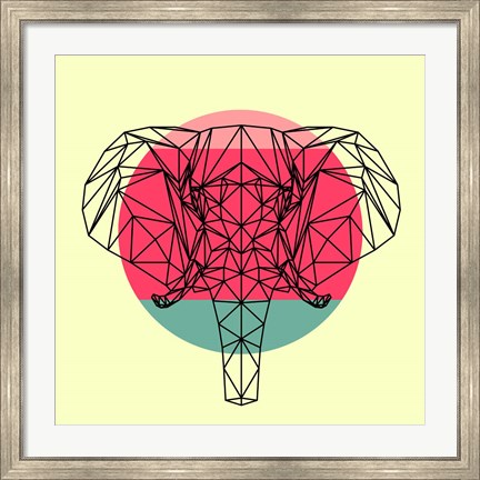Framed Elephant and Sunset Print