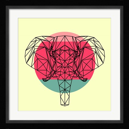 Framed Elephant and Sunset Print