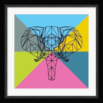 Framed Party Elephant Polygon 2 Print