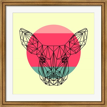 Framed Baby Deer and Sunset Print
