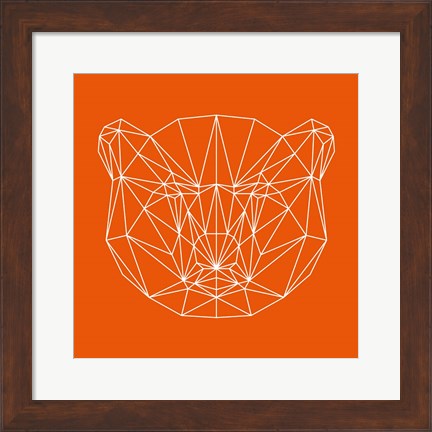 Framed Orange Bear Polygon Print