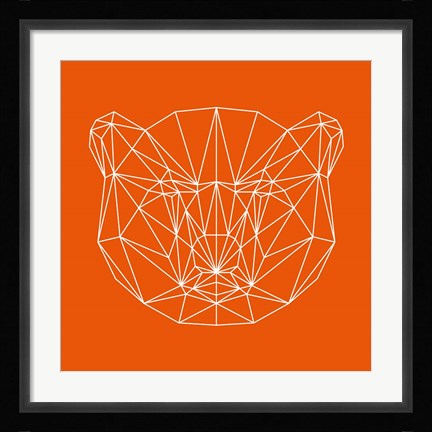 Framed Orange Bear Polygon Print