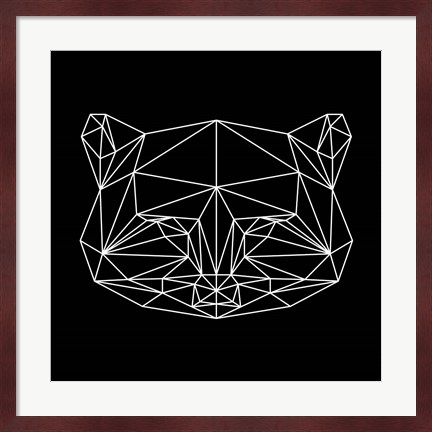 Framed Black Raccoon Polygon Print