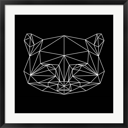 Framed Black Raccoon Polygon Print