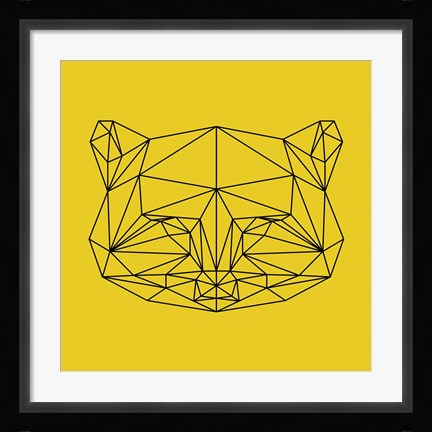 Framed Yellow Raccoon Polygon Print