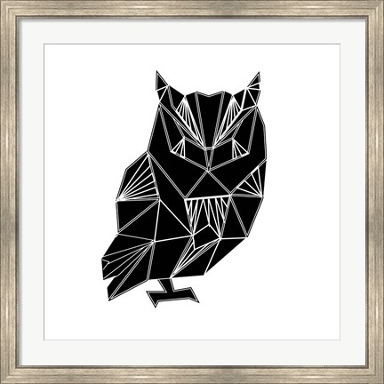 Framed Black Owl Polygon Print