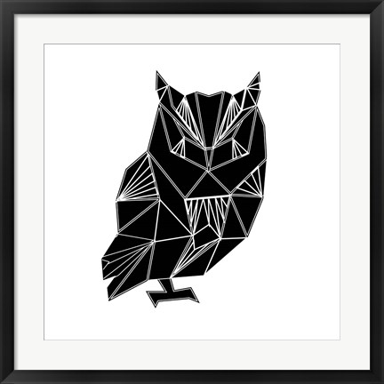 Framed Black Owl Polygon Print
