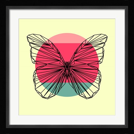 Framed Butterfly and Sunset Print