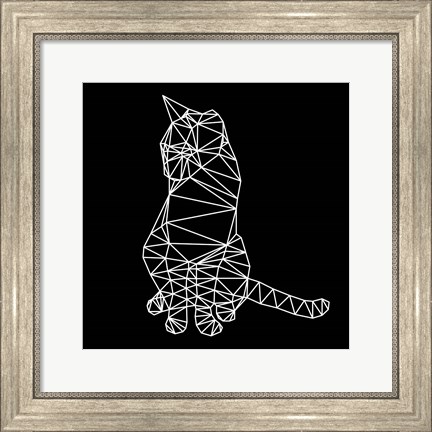 Framed Smart Cat Polygon Print