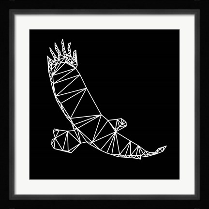 Framed Black Eagle Polygon Print