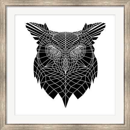 Framed Black Owl Head Mesh Print