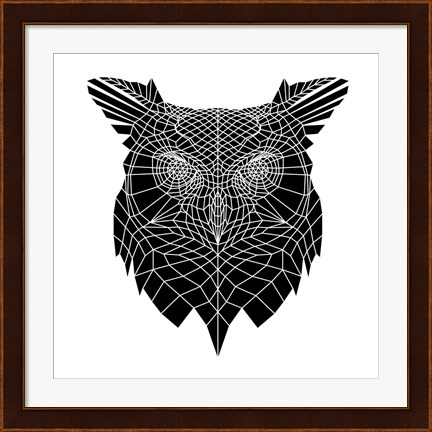 Framed Black Owl Head Mesh Print
