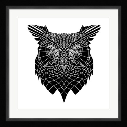 Framed Black Owl Head Mesh Print