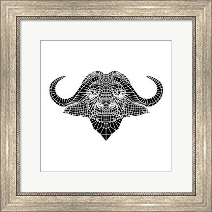 Framed Black and White Buffalo Mesh Print
