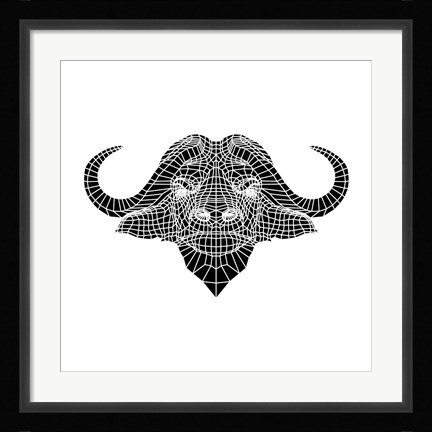 Framed Black and White Buffalo Mesh Print
