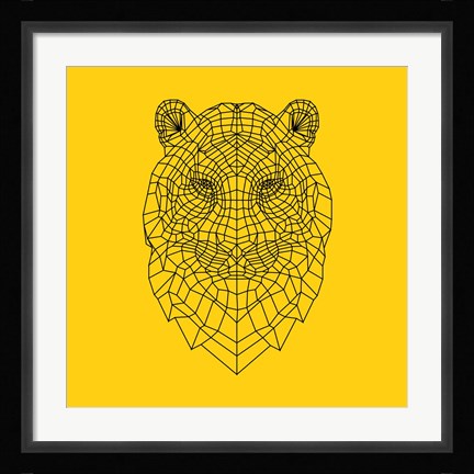 Framed Tiger Head Yellow Mesh Print