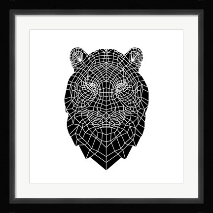 Framed Black Tiger Head Print