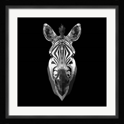 Framed Black Zebra Head Print