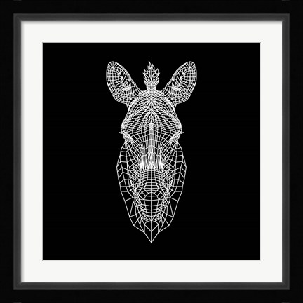 Framed Black Zebra Head Mesh Print