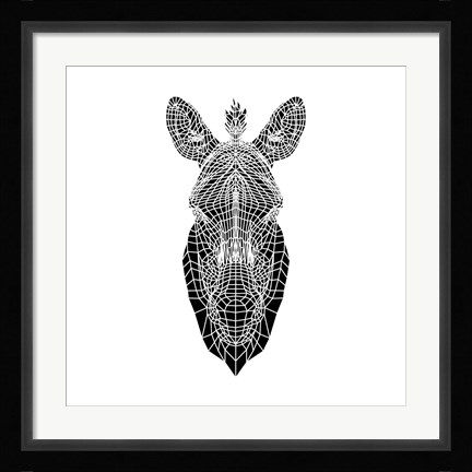 Framed White Zebra Mesh Print