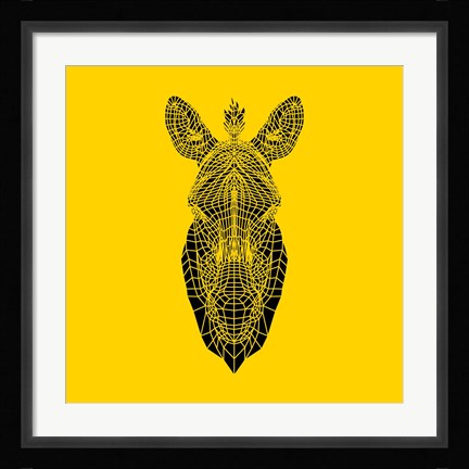Framed Yellow Zebra Mesh Print
