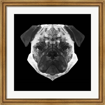 Framed Pug Head Print