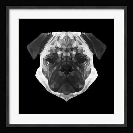 Framed Pug Head Print