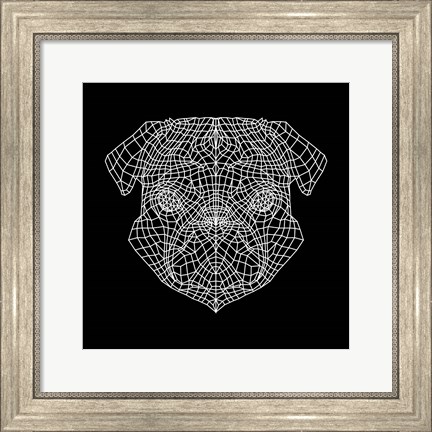 Framed Pug Head Black Mesh Print