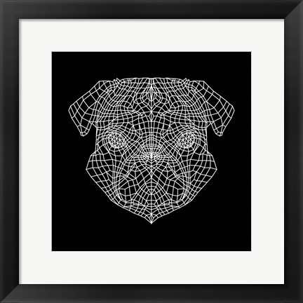 Framed Pug Head Black Mesh Print
