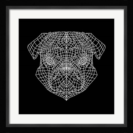 Framed Pug Head Black Mesh Print