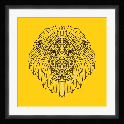 Framed Lion Head Yellow Mesh Print