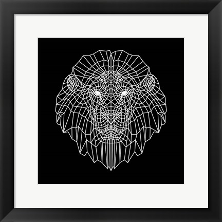 Framed Lion Head Black Mesh Print