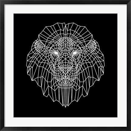Framed Lion Head Black Mesh Print