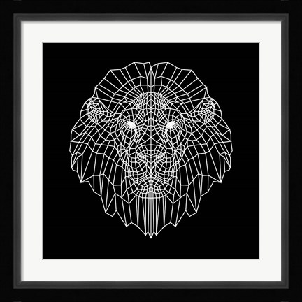 Framed Lion Head Black Mesh Print