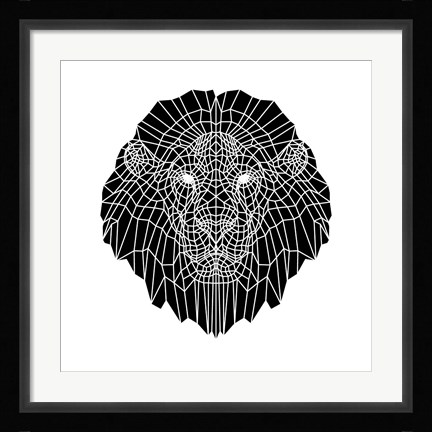 Framed Lion Head Black Mesh 2 Print