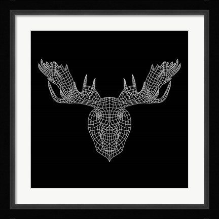 Framed Moose Head Black Mesh Print