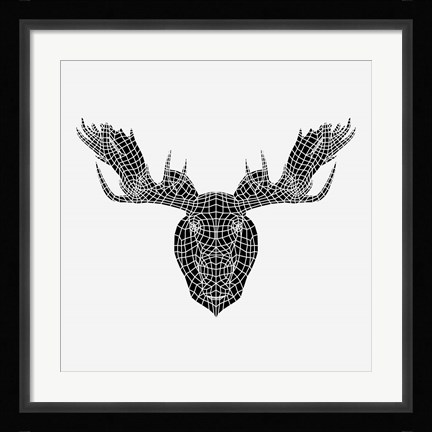 Framed Moose Head Mesh Print