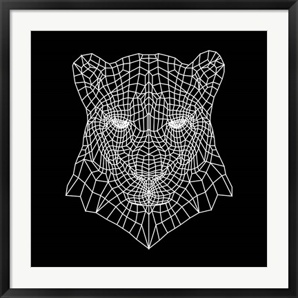 Framed Panther Head Black Mesh Print