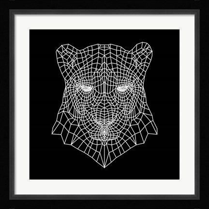 Framed Panther Head Black Mesh Print