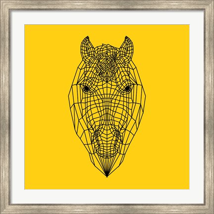 Framed Horse Head Yellow Mesh Print