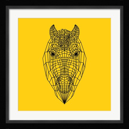 Framed Horse Head Yellow Mesh Print